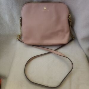 Liz Claiborne Baby Pink Faux Leather Crossbody Bag with Gold Chain Strap Casual